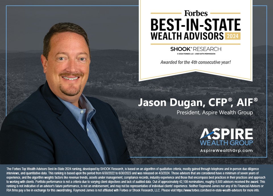 Jason Dugan named to Forbes' 2024 list of Best-In-State Wealth Advisors.