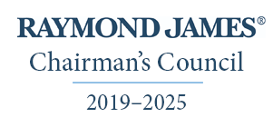 Raymond James Chairman's Council logo with years awarded, 2019-2025.