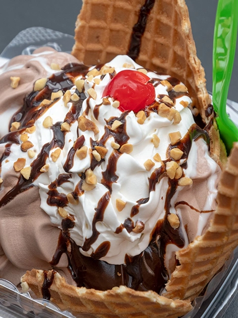 Ice Cream Sundae closeup.