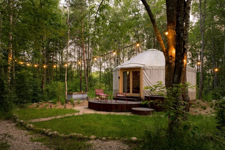 Yurt in the woods.