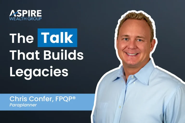 Chris Confer headshot with the text, "The Talk That Builds Legacies".