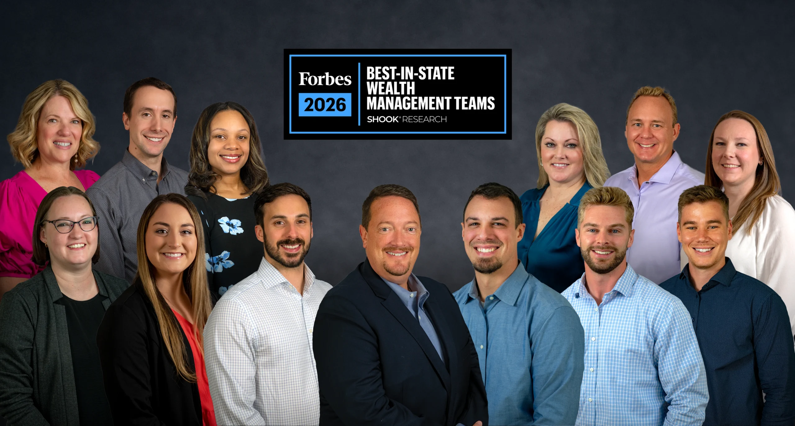 Aspire Wealth Group team photo with Forbes 2026 Best-In-State Wealth Management Teams logo.