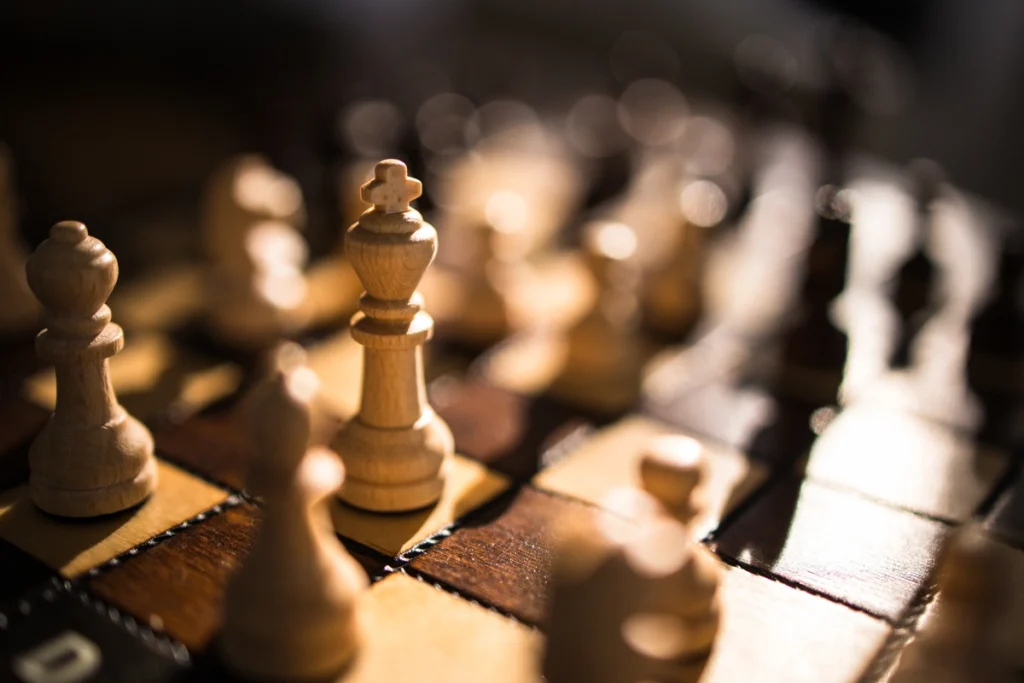 Chess pieces closeup